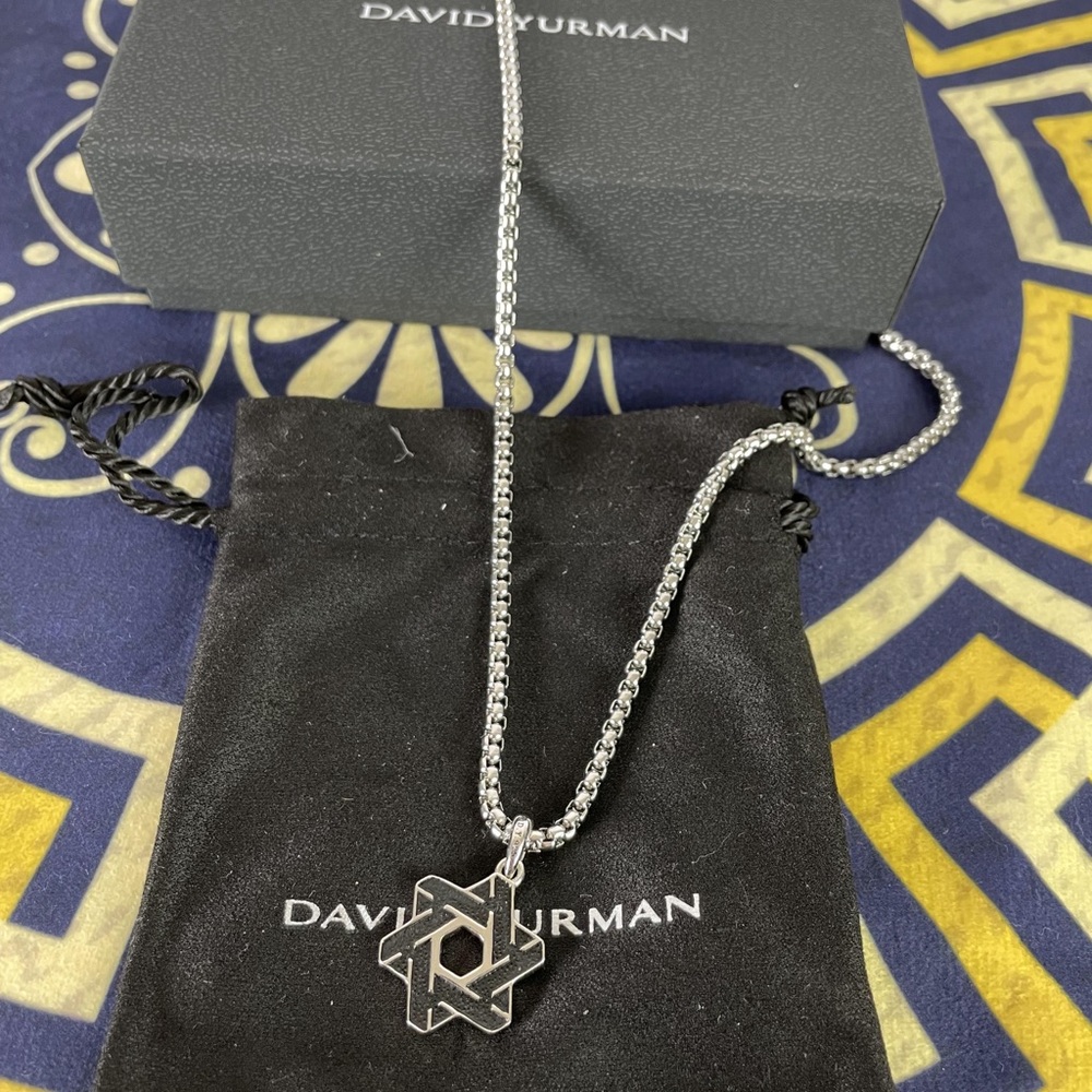 CABLE STAR OF DAVID AMULET IN STERLING SILVER - Picture 1 of 8